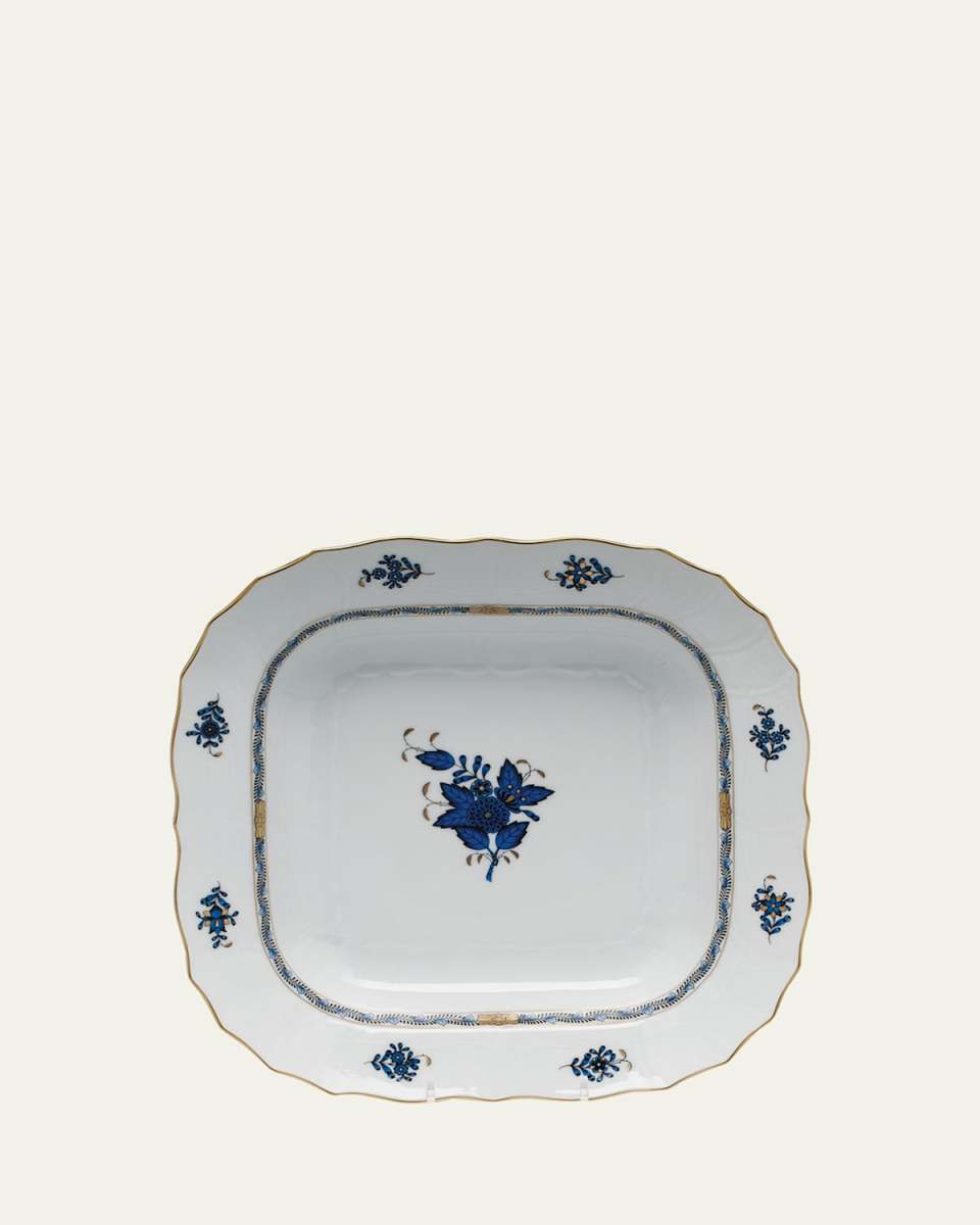 Chinese Bouquet Black Sapphire Square Fruit Dish